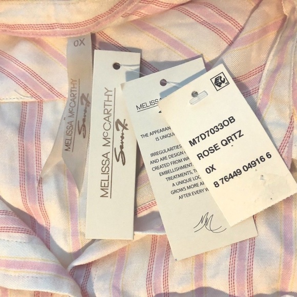 Melissa McCarthy Seven7 Women's Pink Striped Button Up Tunic Top 0X/XXL - Picture 12 of 16